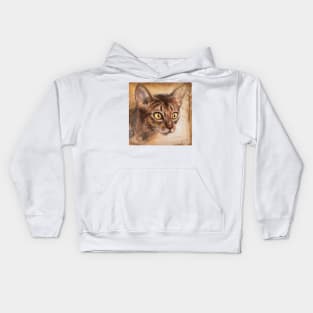 Contemporary Painting of an orange Cat with Yellow Eyes Kids Hoodie